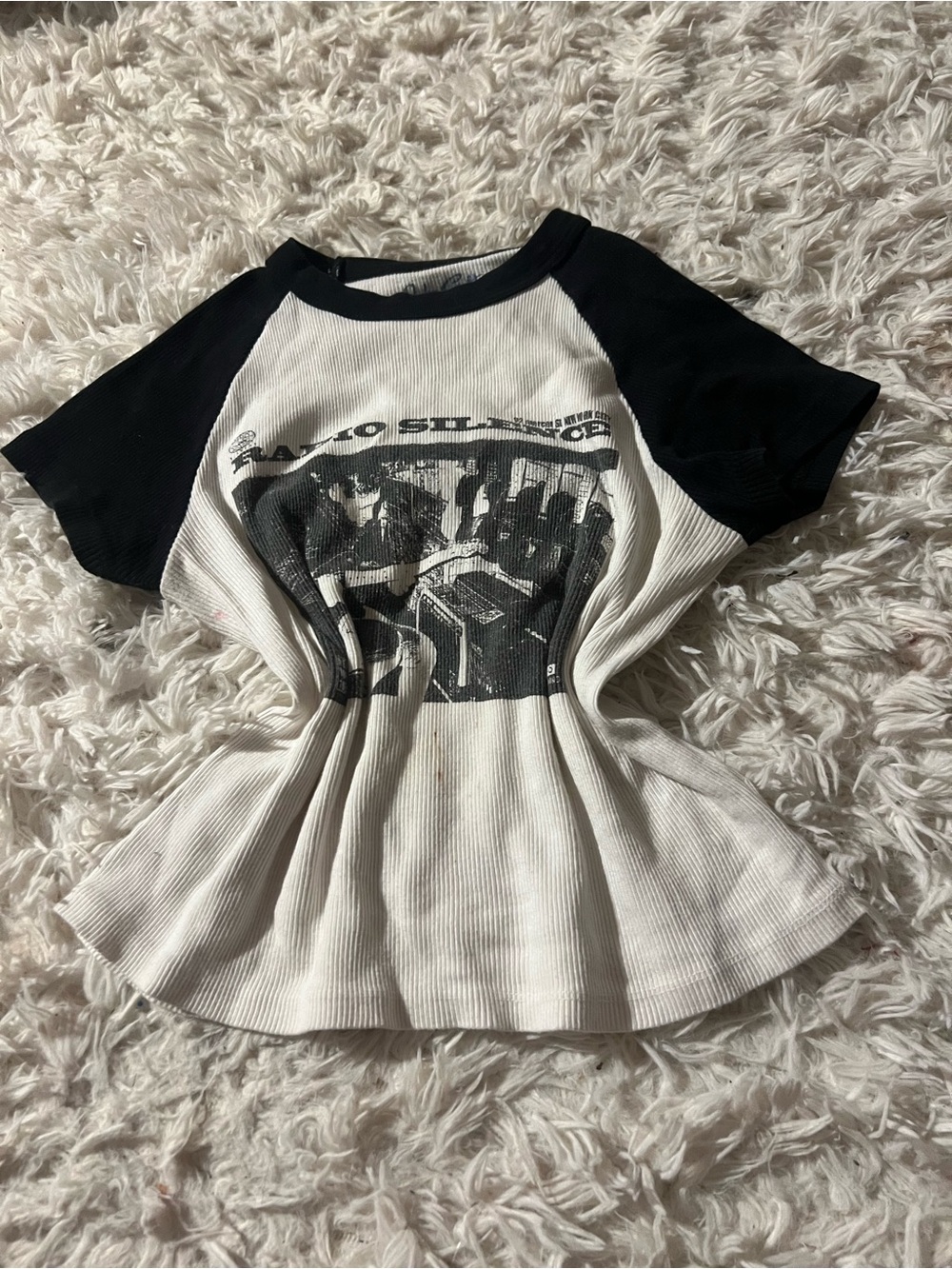 Brandy Melville Black & White Raglan Graphic Tee